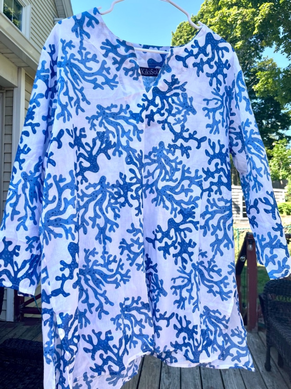 KikiSol Blue Coral Print Tunic
